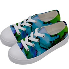 Blue Green Ink                                    Kids  Low Top Canvas Sneakers by LalyLauraFLM