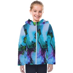 Blue Green Ink                                         Kids  Hooded Puffer Jacket by LalyLauraFLM