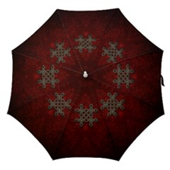 Decorative Celtic Knot On Dark Vintage Background Straight Umbrellas by FantasyWorld7