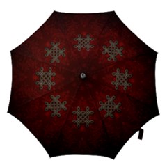 Decorative Celtic Knot On Dark Vintage Background Hook Handle Umbrellas (large) by FantasyWorld7