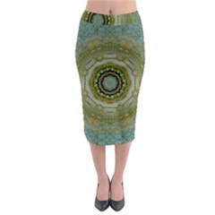 Modern Fantasy Rococo Flower And Lilies Midi Pencil Skirt by pepitasart