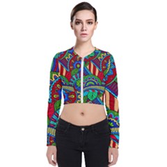 Pop Art Paisley Flowers Ornaments Multicolored 2 Zip Up Bomber Jacket by EDDArt