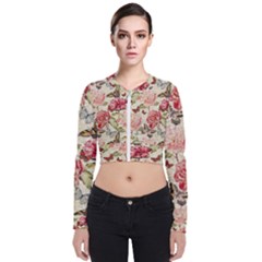 Watercolor Vintage Flowers Butterflies Lace 1 Zip Up Bomber Jacket by EDDArt