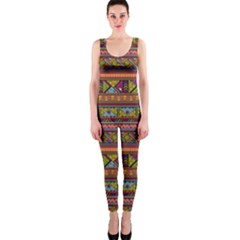 Traditional Africa Border Wallpaper Pattern Colored 2 One Piece Catsuit by EDDArt