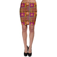 Traditional Africa Border Wallpaper Pattern Colored 3 Bodycon Skirt by EDDArt