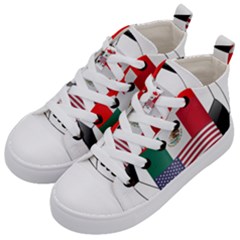 United Football Championship Hosting 2026 Soccer Ball Logo Canada Mexico Usa Kid s Mid-top Canvas Sneakers by yoursparklingshop