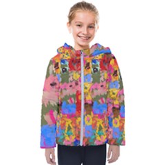 Coloful Strokes Canvas                                   Kids  Hooded Puffer Jacket by LalyLauraFLM