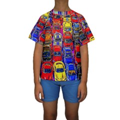 Colorful Toy Racing Cars Kids  Short Sleeve Swimwear by FunnyCow