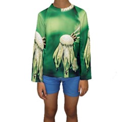 Dandelion Flower Green Chief Kids  Long Sleeve Swimwear by FunnyCow