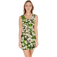 Green Field Of White Daisy Flowers Bodycon Dress by FunnyCow