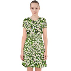 Green Field Of White Daisy Flowers Adorable In Chiffon Dress by FunnyCow