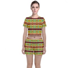 Ovals Rhombus And Squares                                    Crop Top And Shorts Co-ord Set by LalyLauraFLM