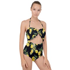 Lemons Scallop Top Cut Out Swimsuit by CasaDiModa