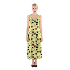 Yellow Heart Cherries Sleeveless Maxi Dress by snowwhitegirl