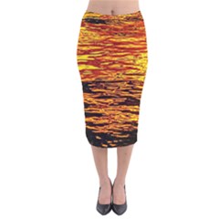 Liquid Gold Velvet Midi Pencil Skirt by FunnyCow