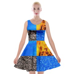 The Fifth Inside Funny Pattern Velvet Skater Dress by FunnyCow