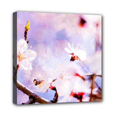 Pink Sakura Purple Background Mini Canvas 8  X 8  by FunnyCow