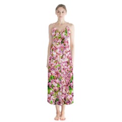 Almond Tree In Bloom Button Up Chiffon Maxi Dress by FunnyCow