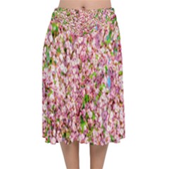 Almond Tree In Bloom Velvet Flared Midi Skirt by FunnyCow