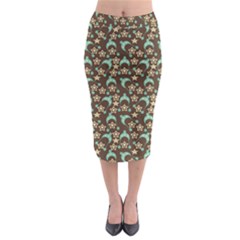 Brown With Blue Hats Midi Pencil Skirt by snowwhitegirl