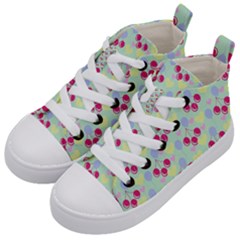 Birthday Cherries Kid s Mid-top Canvas Sneakers by snowwhitegirl