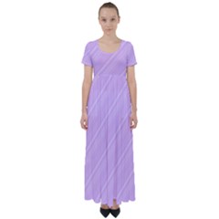 Lilac Diagonal Lines High Waist Short Sleeve Maxi Dress by snowwhitegirl