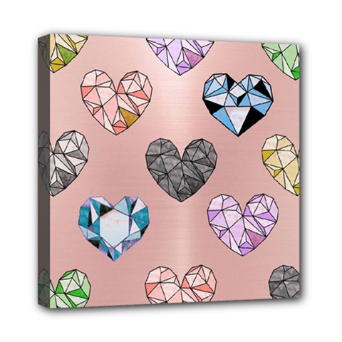 Gem Hearts And Rose Gold Mini Canvas 8  X 8  by NouveauDesign