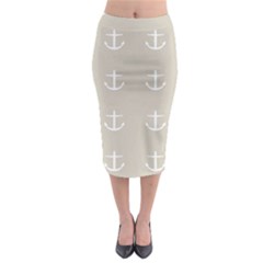 Lt Grey Anchors Midi Pencil Skirt by snowwhitegirl