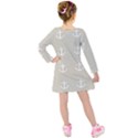 Lt Grey Anchors Kids  Long Sleeve Velvet Dress View2