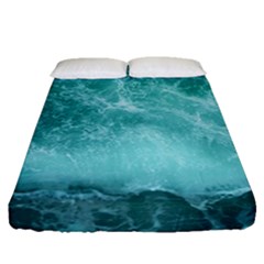 Green Ocean Splash Fitted Sheet (queen Size) by snowwhitegirl