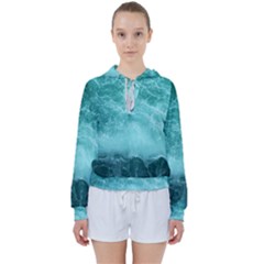 Green Ocean Splash Women s Tie Up Sweat by snowwhitegirl