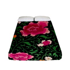 Pink Japan Floral Fitted Sheet (full/ Double Size) by snowwhitegirl