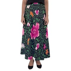 Pink Japan Floral Flared Maxi Skirt by snowwhitegirl