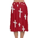 Red White Cross Velvet Flared Midi Skirt View2