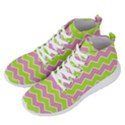 Zigzag Chevron Pattern Green Pink Men s Lightweight High Top Sneakers View2