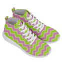 Zigzag Chevron Pattern Green Pink Men s Lightweight High Top Sneakers View3