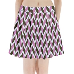 Zigzag Chevron Pattern Pink Brown Pleated Mini Skirt by snowwhitegirl