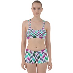 Zigzag Chevron Pattern Aqua Purple Women s Sports Set by snowwhitegirl