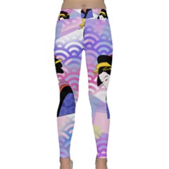 Japanese Abstract Blue Classic Yoga Leggings by snowwhitegirl