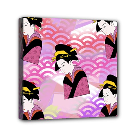 Japanese Abstract Pink Mini Canvas 6  X 6  by snowwhitegirl