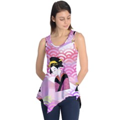 Japanese Abstract Pink Sleeveless Tunic by snowwhitegirl