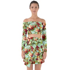 Fruit Blossom Off Shoulder Top With Skirt Set by snowwhitegirl