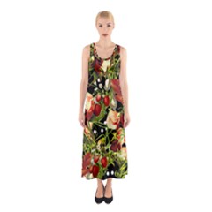 Fruit Blossom Black Sleeveless Maxi Dress by snowwhitegirl