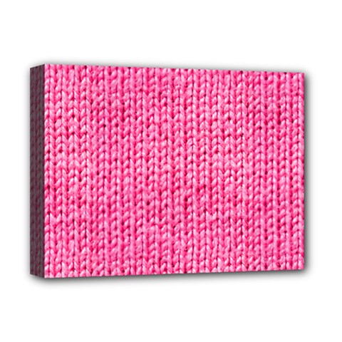 Knitted Wool Bright Pink Deluxe Canvas 16  X 12   by snowwhitegirl