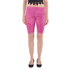 Knitted Wool Bright Pink Yoga Cropped Leggings by snowwhitegirl