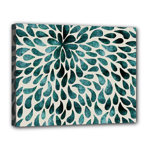 Teal Abstract Swirl Drops Canvas 14  X 11  by snowwhitegirl