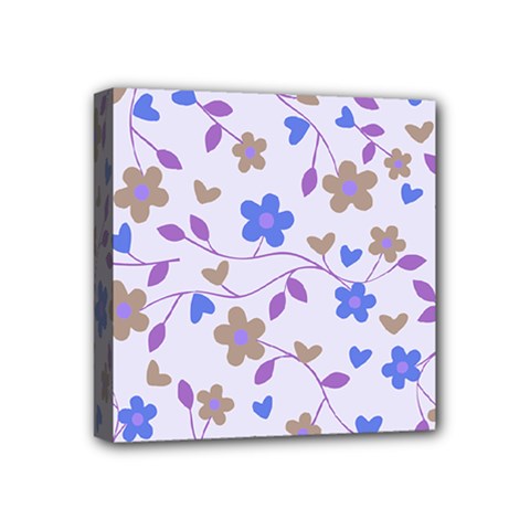 Blue Vintage Flowers Mini Canvas 4  X 4  by snowwhitegirl