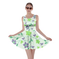 Green Vintage Flowers Skater Dress by snowwhitegirl