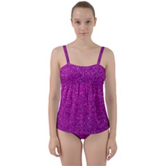 Pink  Glitter Twist Front Tankini Set by snowwhitegirl