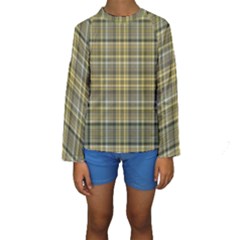 Yellow Plaid Kids  Long Sleeve Swimwear by snowwhitegirl